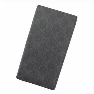 Gucci Wallet Purse G logos Black PVC leather Woman Authentic Used T8940